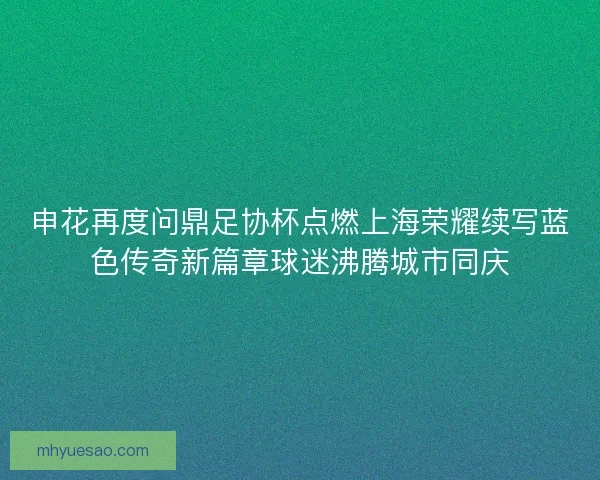 申花再度问鼎足协杯点燃上海荣耀续写蓝色传奇新篇章球迷沸腾城市同庆