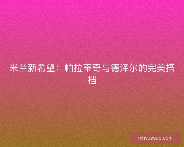 米兰新希望：帕拉蒂奇与德泽尔的完美搭档
