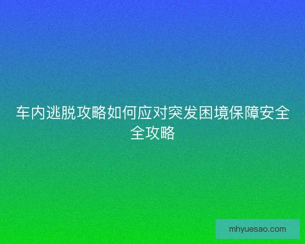 车内逃脱攻略如何应对突发困境保障安全全攻略