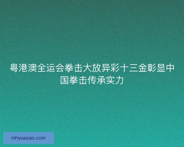 粤港澳全运会拳击大放异彩十三金彰显中国拳击传承实力