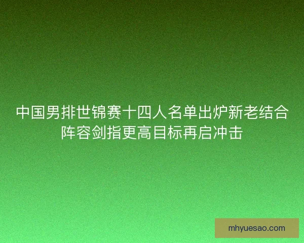 中国男排世锦赛十四人名单出炉新老结合阵容剑指更高目标再启冲击